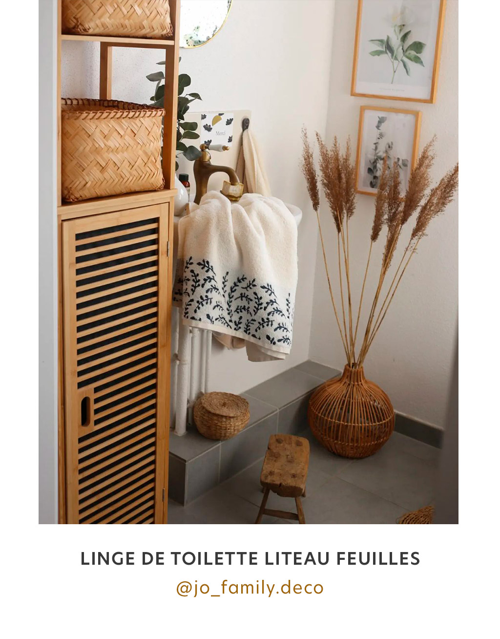 Linge de toilette liteau feuilles