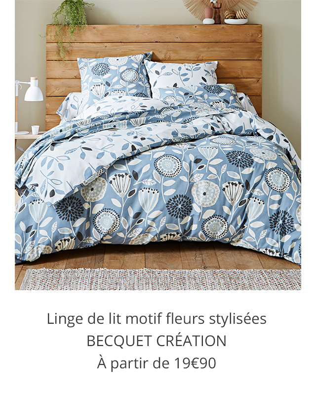 Linge de lit motif fleurs stylisées