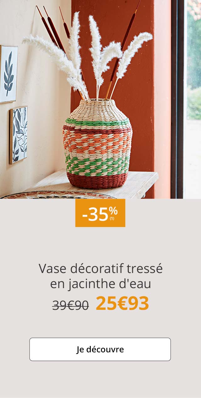 Vase décoratif tressé en jacinthe d'eau