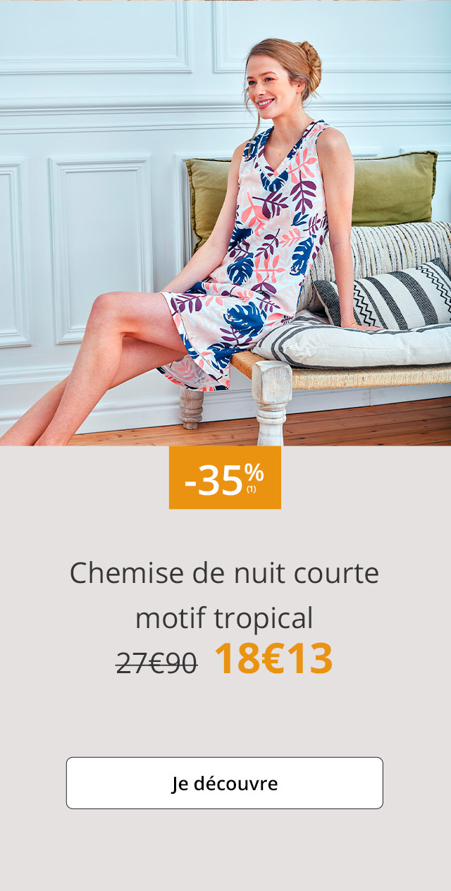 Chemise de nuit courte motif tropical