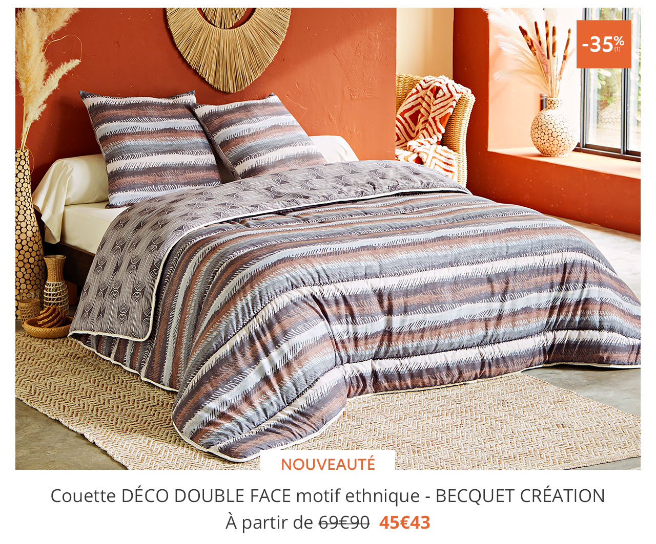 Couette double face motif ethnique