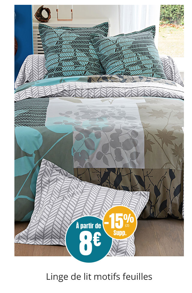 Linge de lit motifs feuilles