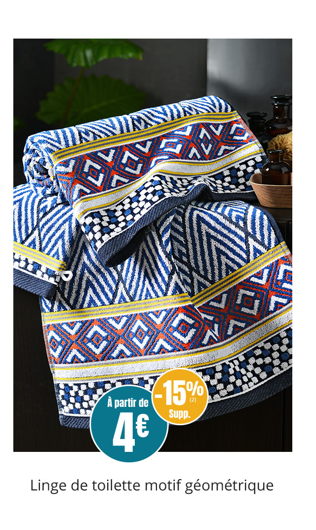 Linge de toilette motif géométrique