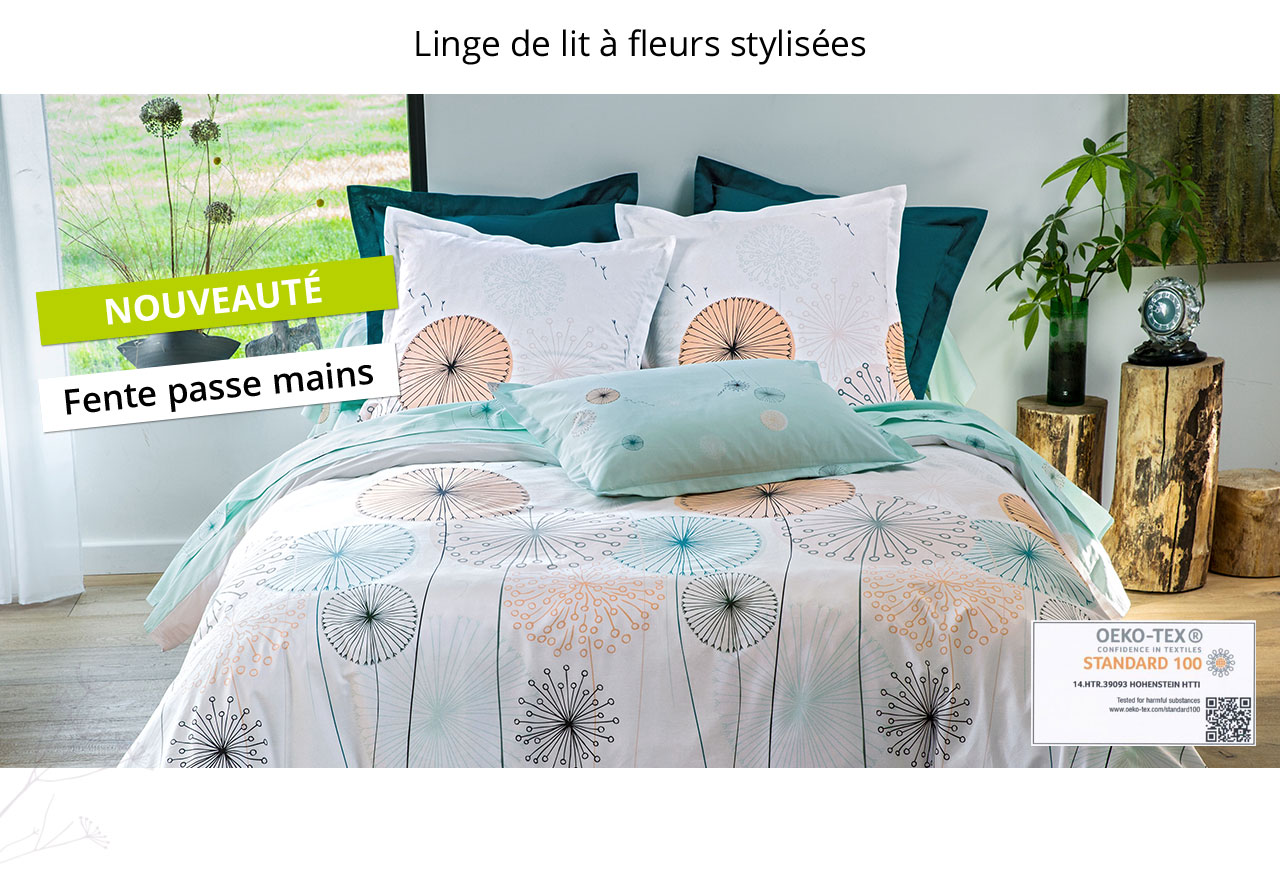 Linge de lit à fleurs stylisées