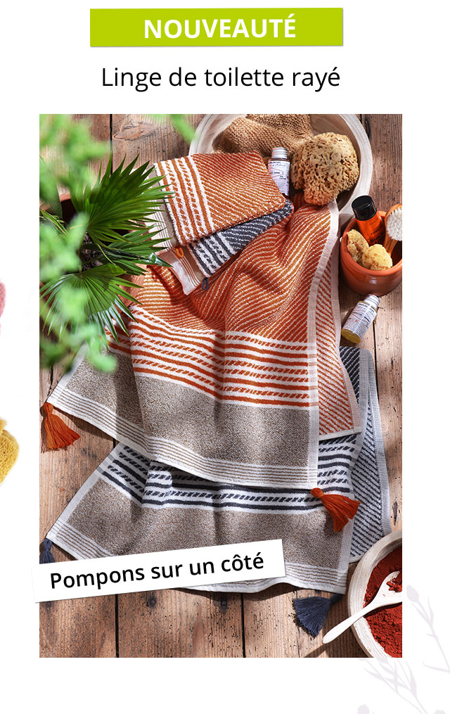 Linge de toilette rayé