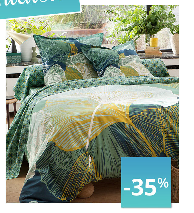 Linge de lit feuillage tropical