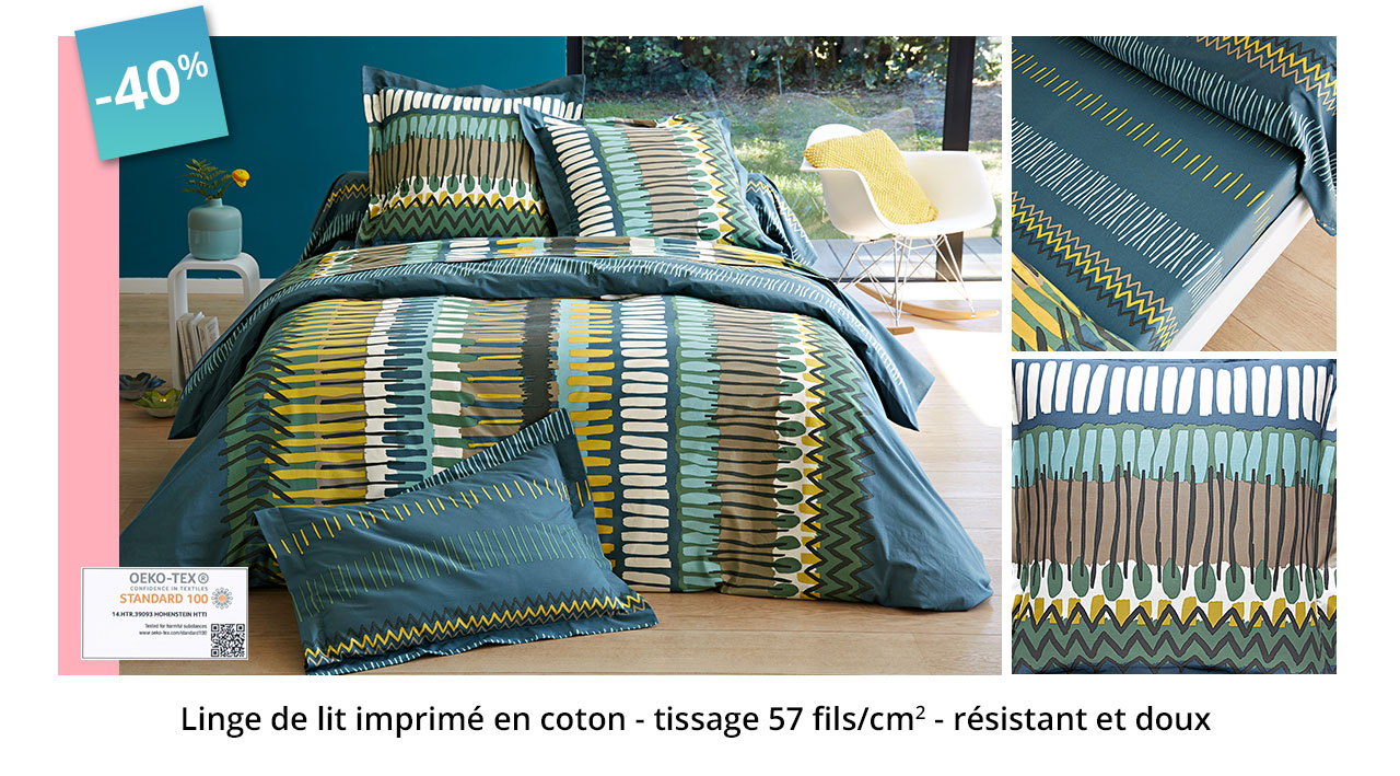 Linge de lit imprimé en coton