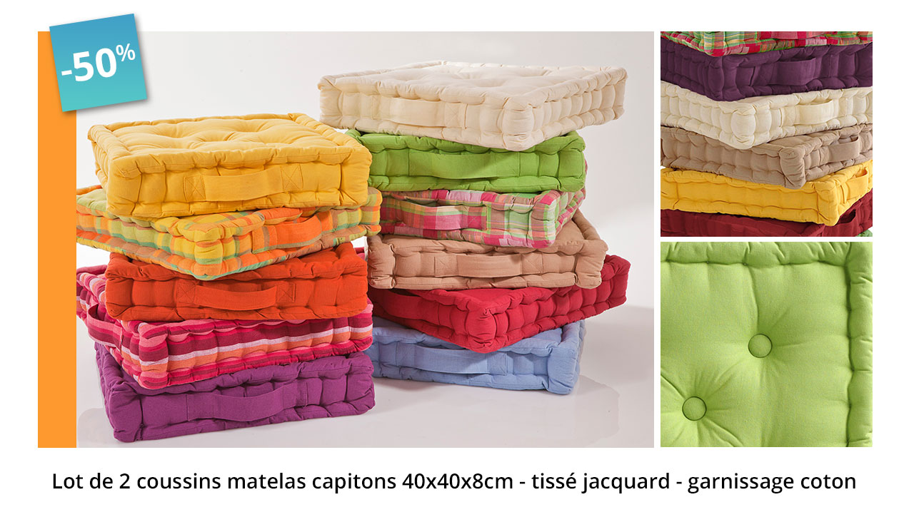 ot de 2 coussins matelas capitons