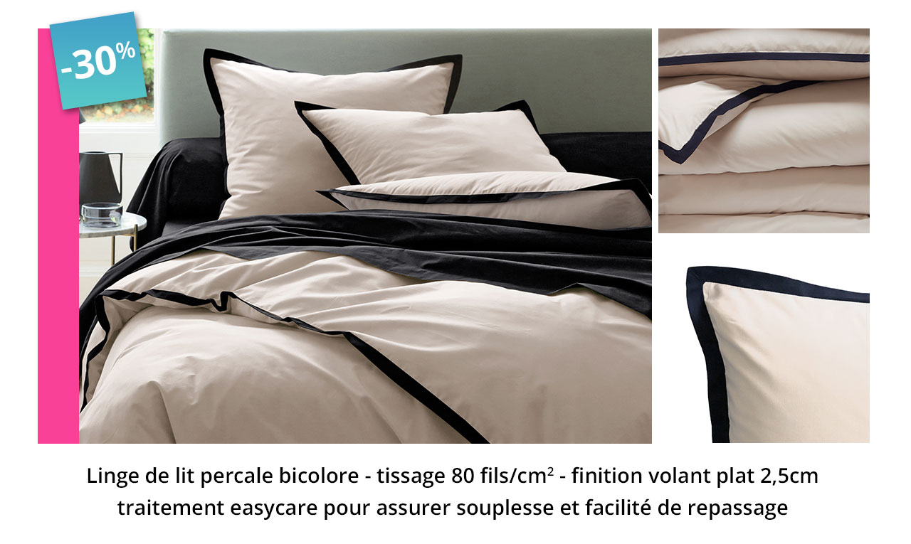 Linge de lit percale bicolore