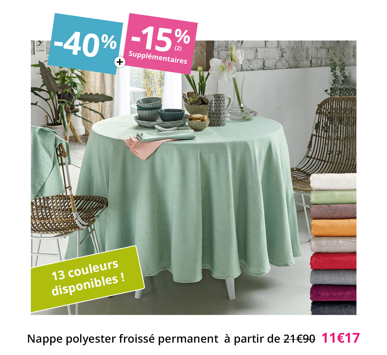 Nappe polyester froissé permanent