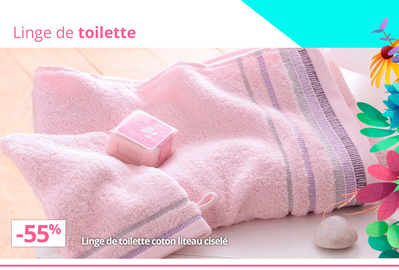 Linge de toilette coton liteau ciselé