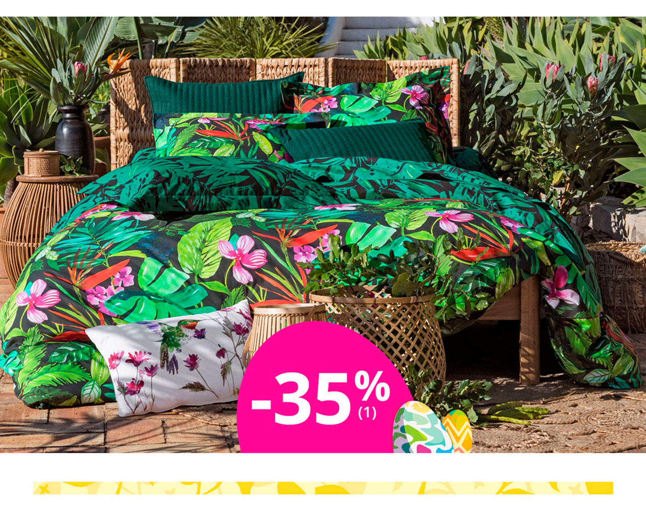 Linge de lit fleurs tropicales