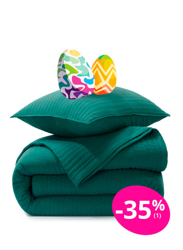 Jeté de lit + housse d'oreiller unis