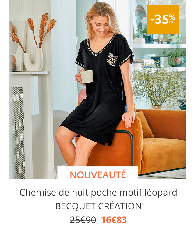 Chemise de nuit poche motif léopard