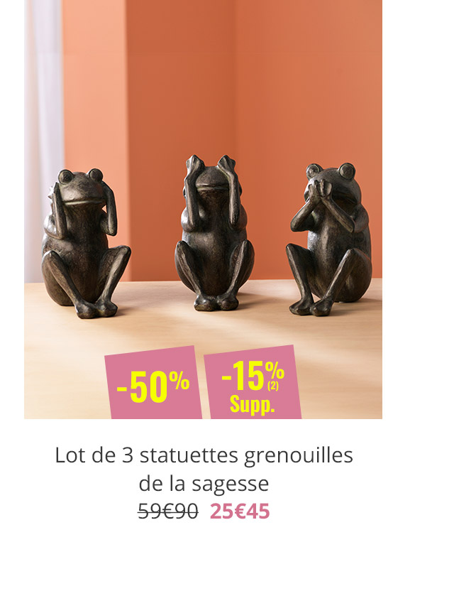 Lot de 3 statuettes grenouilles