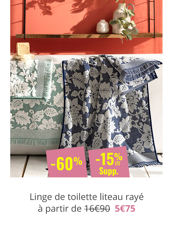 Linge de toilette liteau rayé