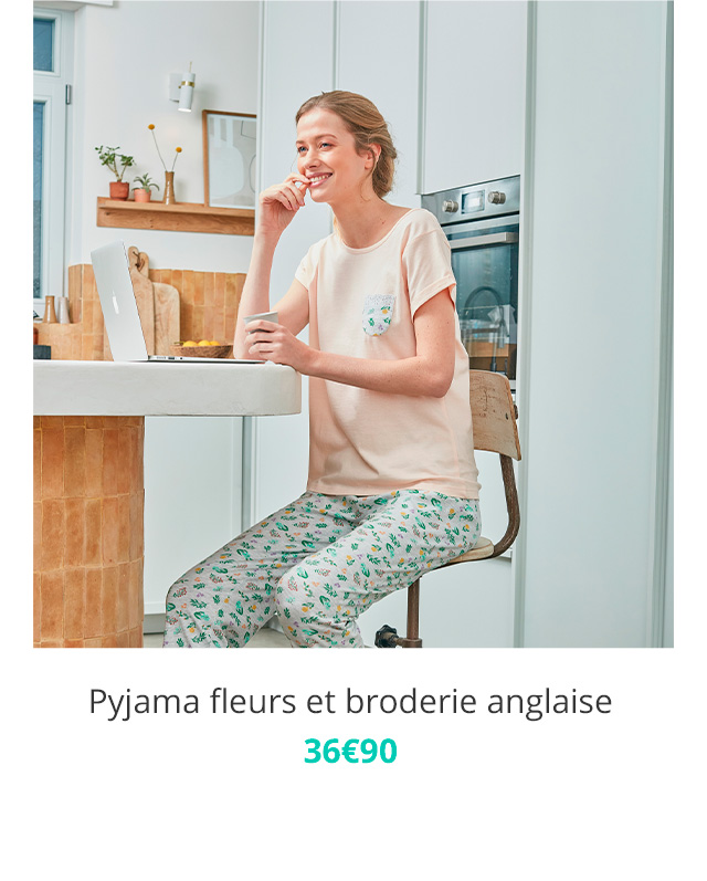 Pyjama fleurs et broderie anglaise