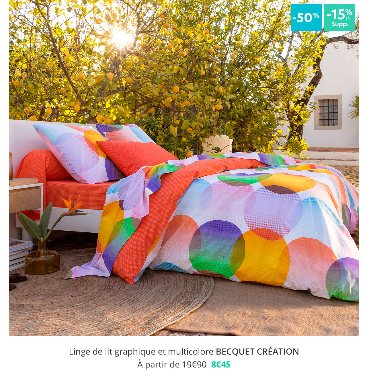 Linge de lit graphique et multicolore