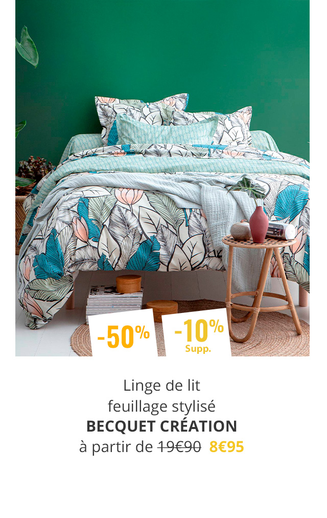 Linge de lit feuillage stylisé