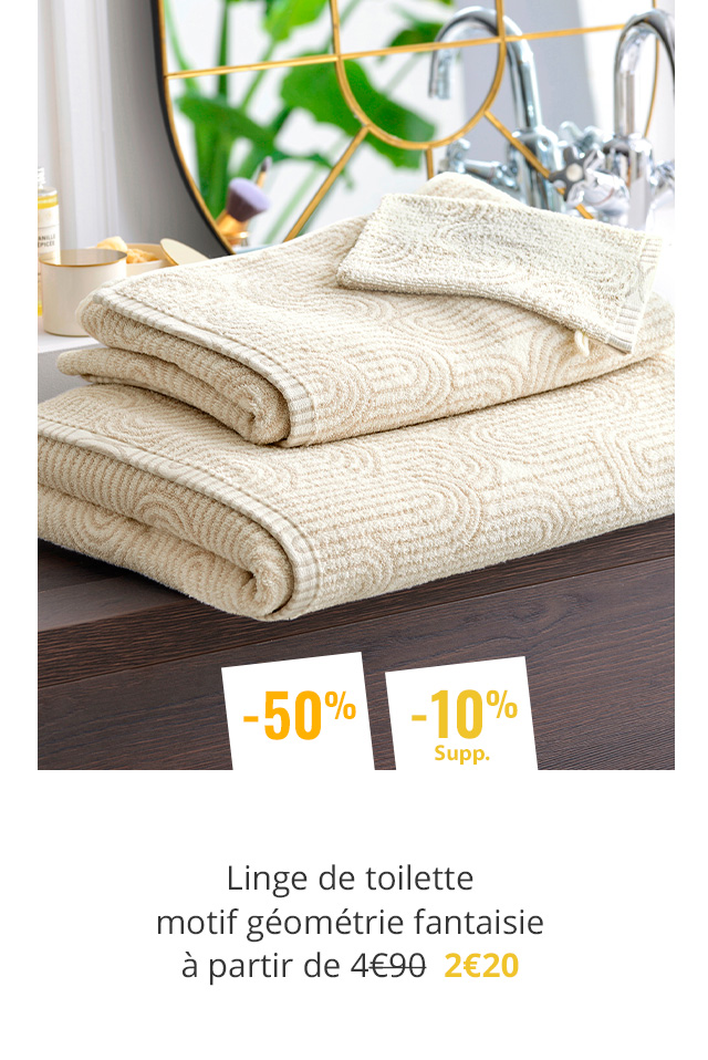 Linge de toilette motif géométrie fantaisie