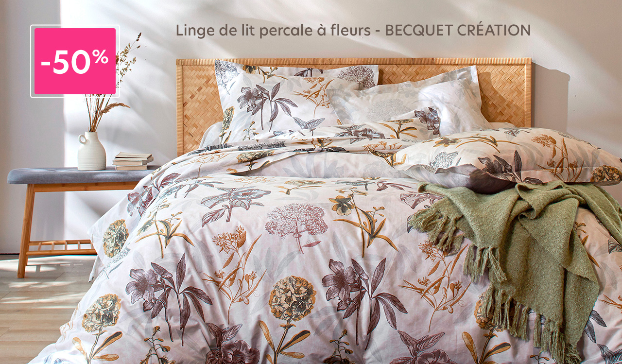 Linge de lit percale à fleurs