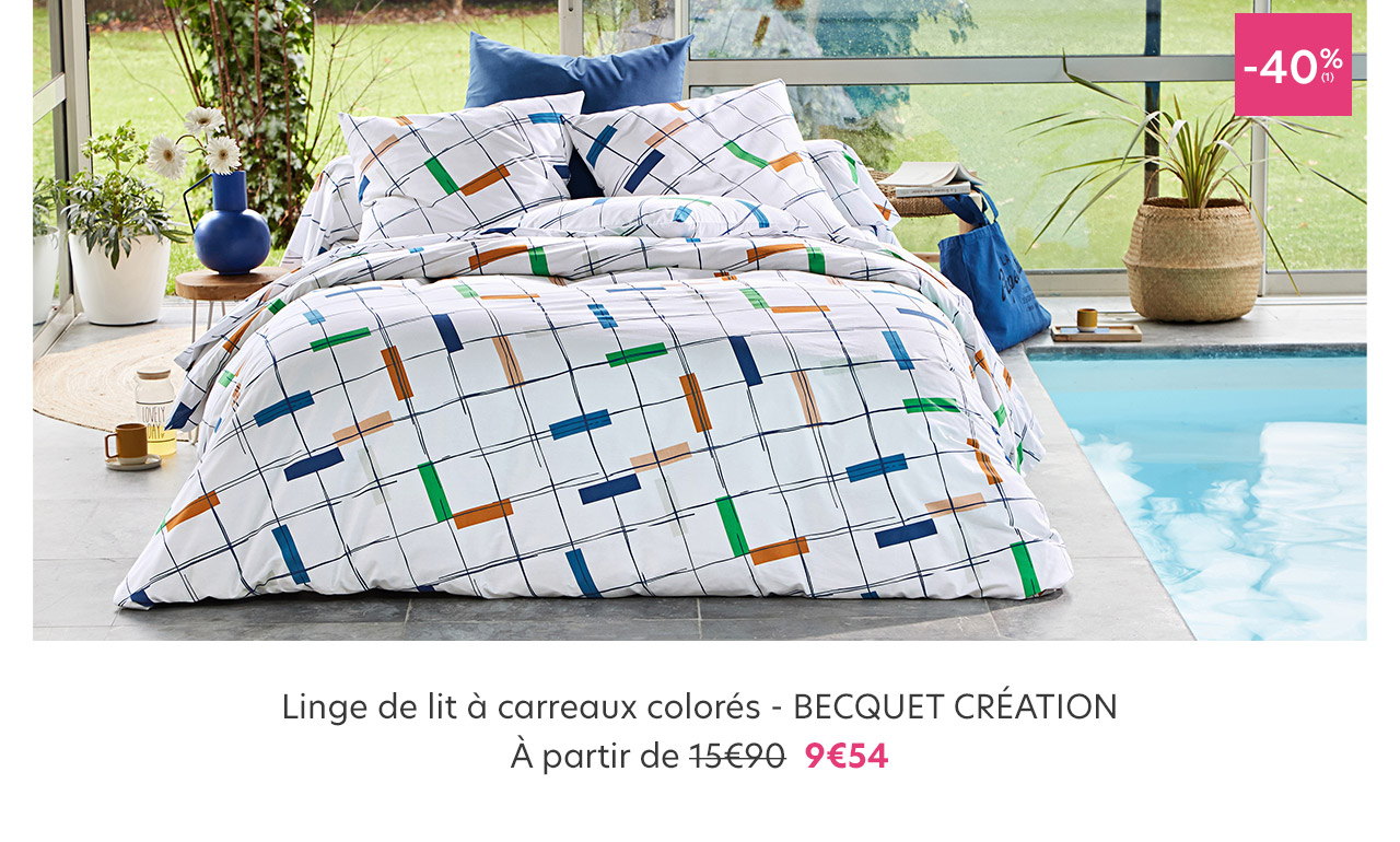 Linge de lit à carreaux colorés