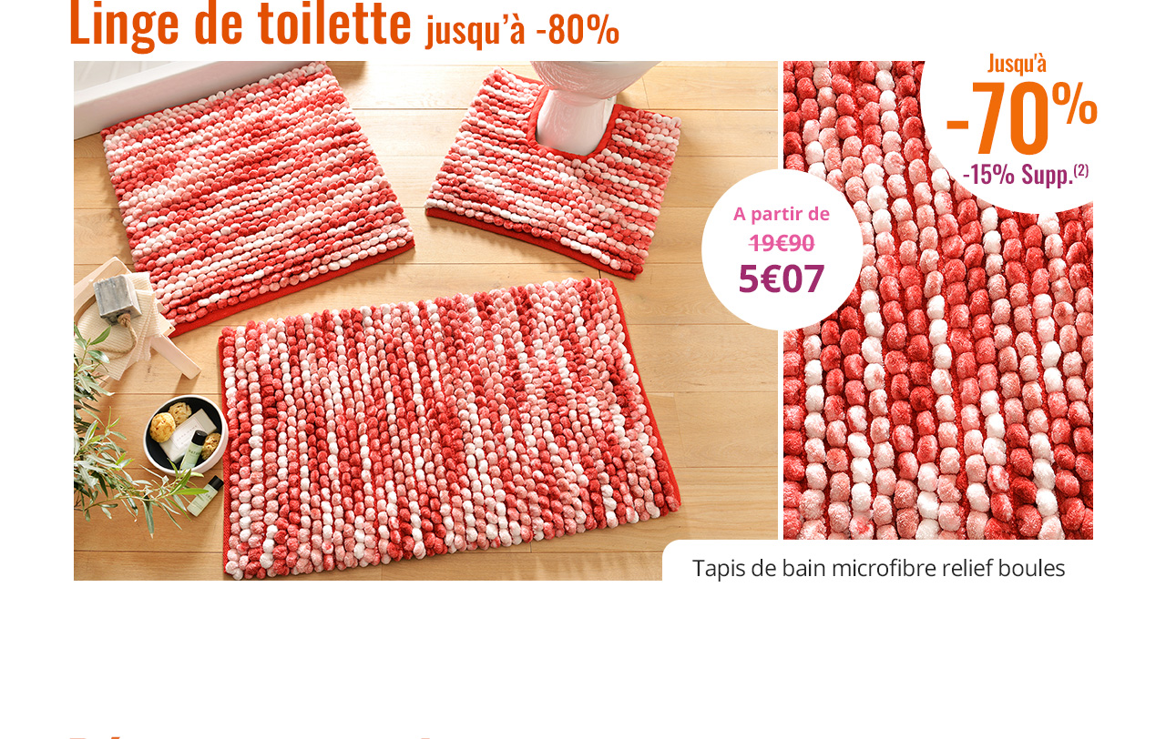 Tapis de bain microfibre relief boules