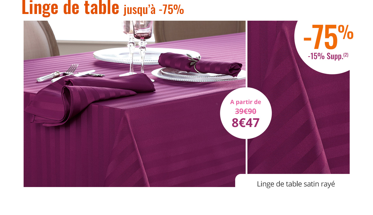 Linge de table satin rayé