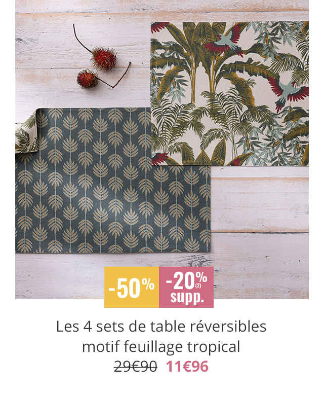 Sets de table motif feuillage tropical