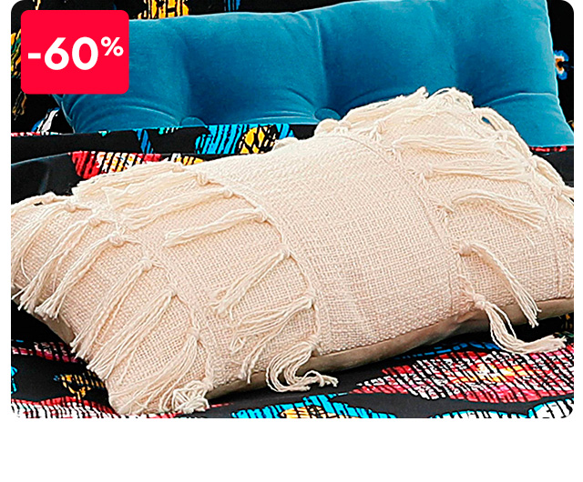 Coussin rectangulaire à franges esprit folk