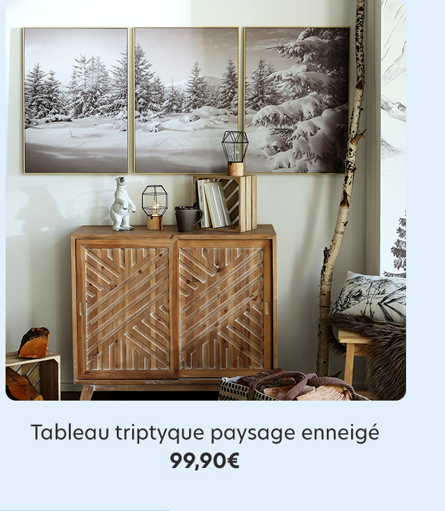 Tableau triptyque paysage enneigé