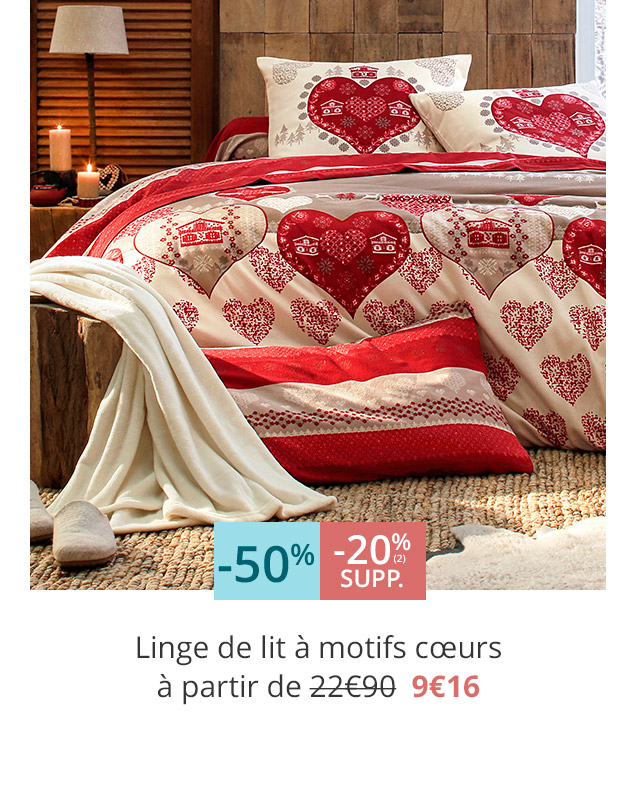 Linge de lit à motifs cœurs