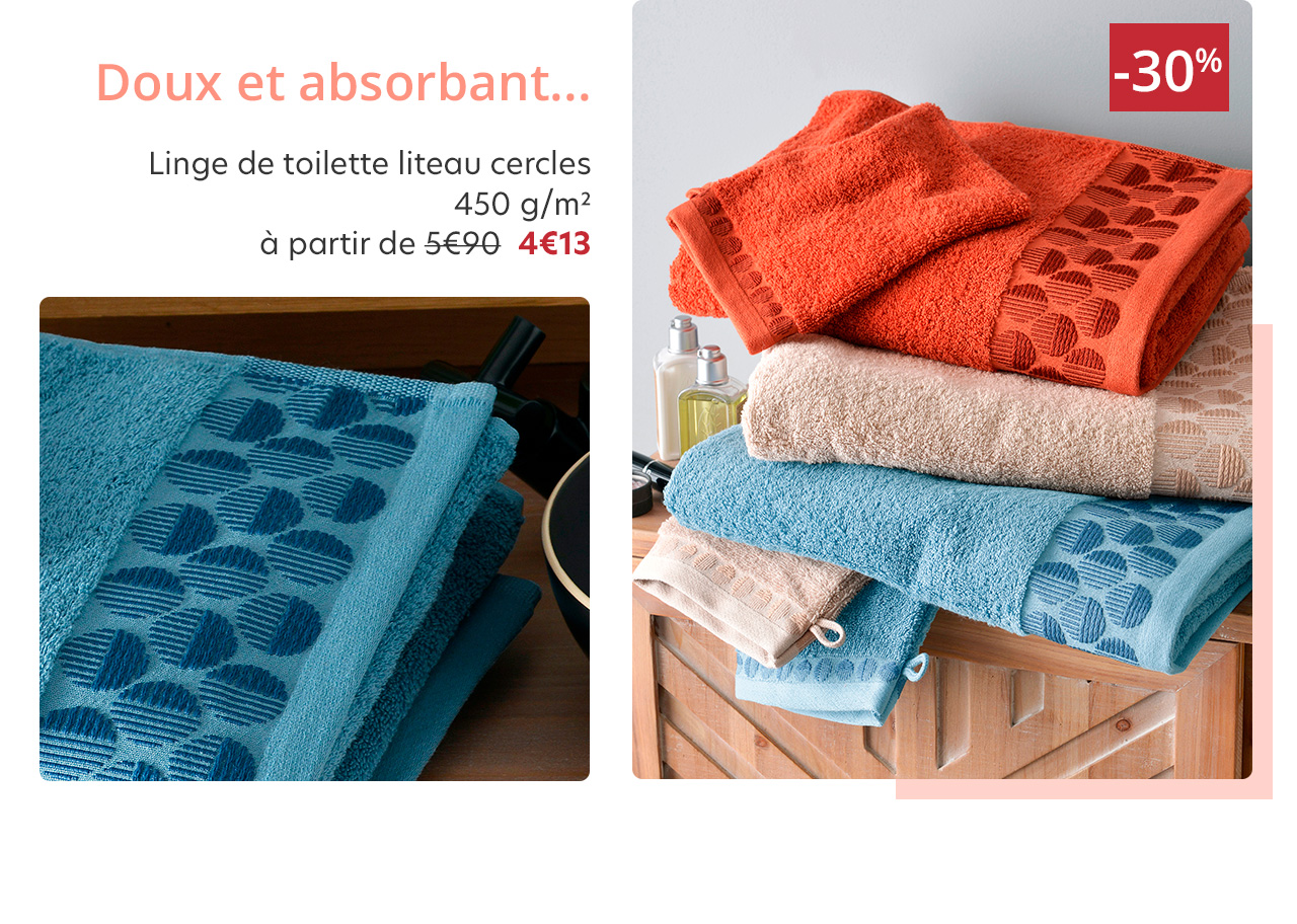 Linge de toilette liteau cercles