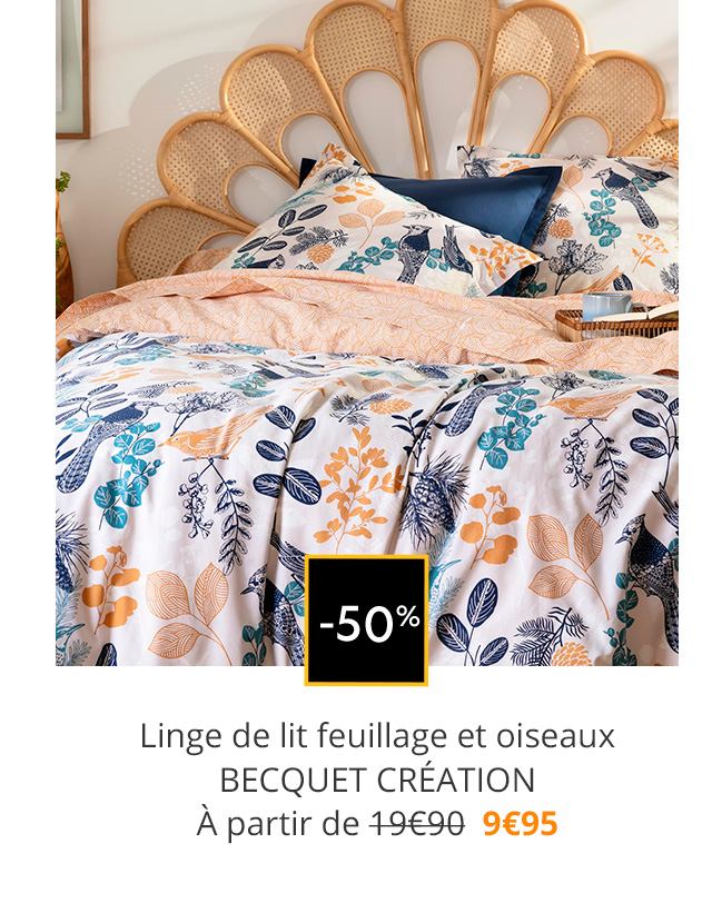 Linge de lit feuillage et oiseaux