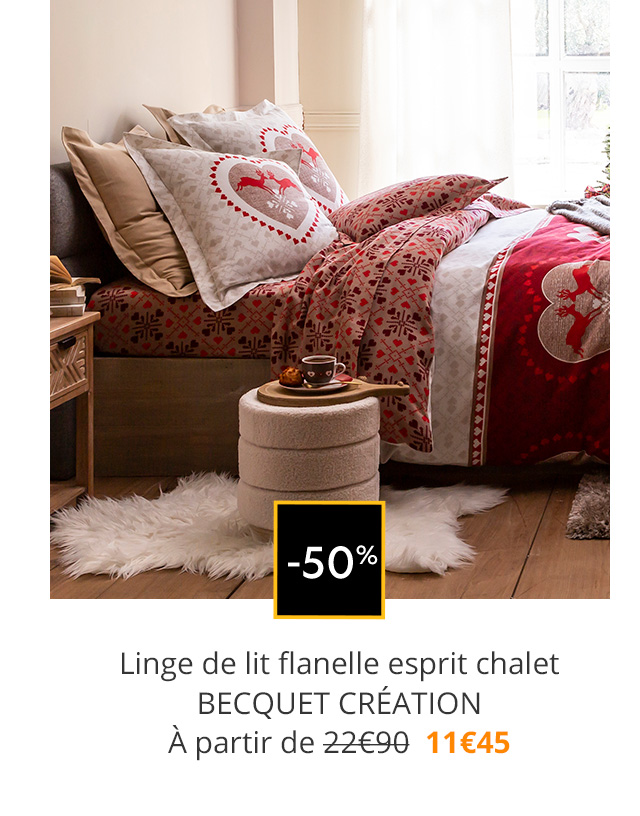 Linge de lit flanelle esprit chalet