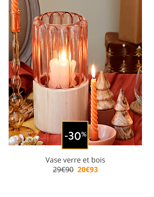 Vase verre et bois