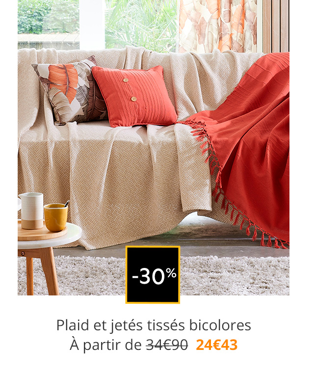 Plaid et jetés tissés bicolores