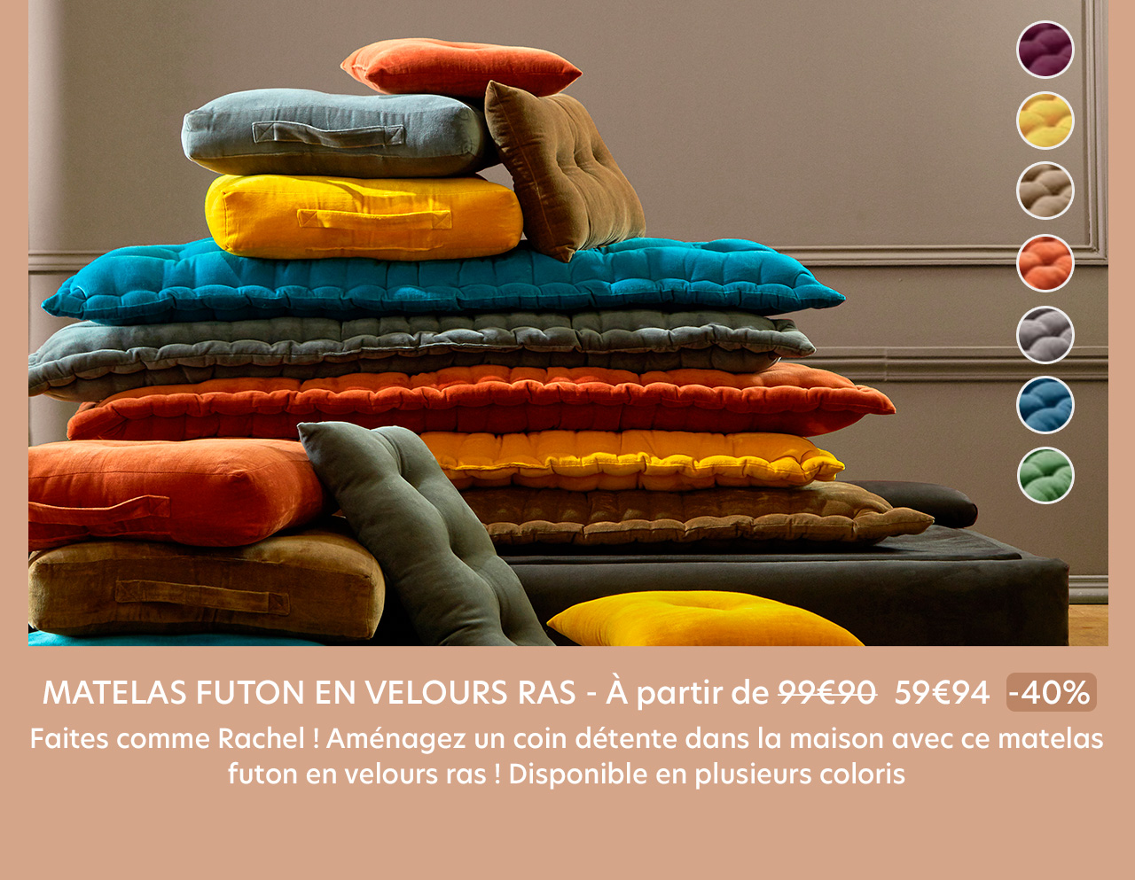 Matelas futon en velours ras