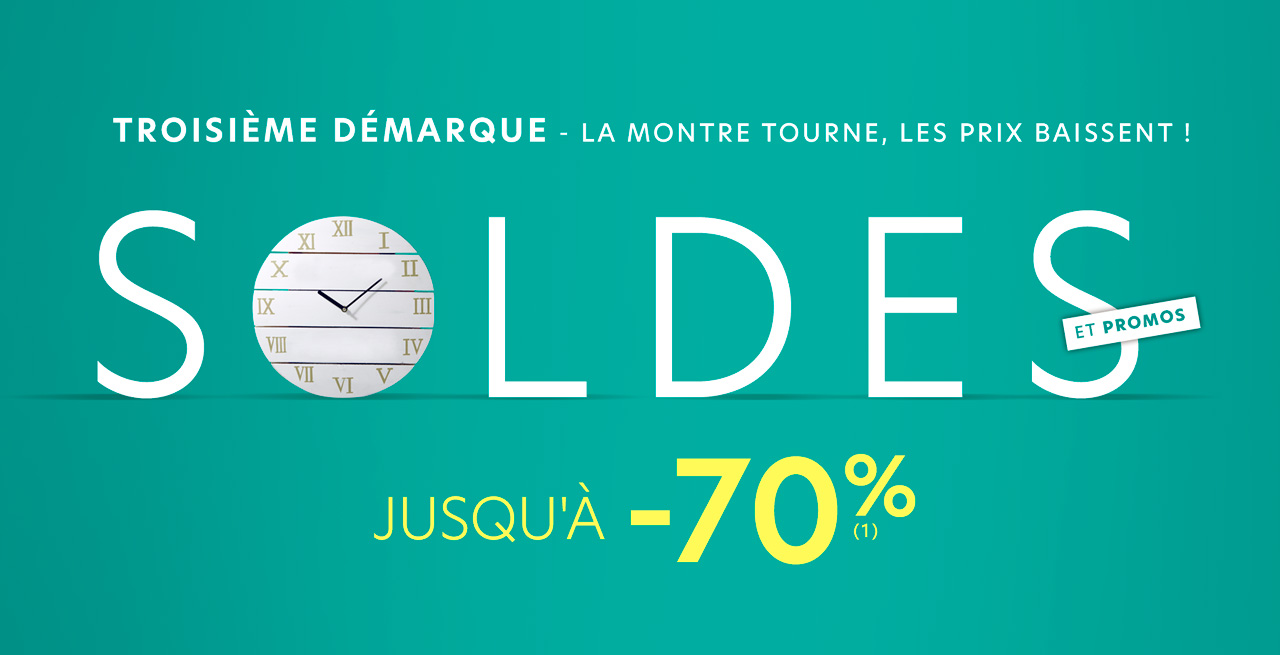 Soldes jusqu'à -70% troisième démarque