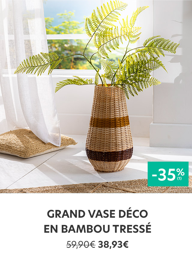 Grand vase déco en bambou tressé