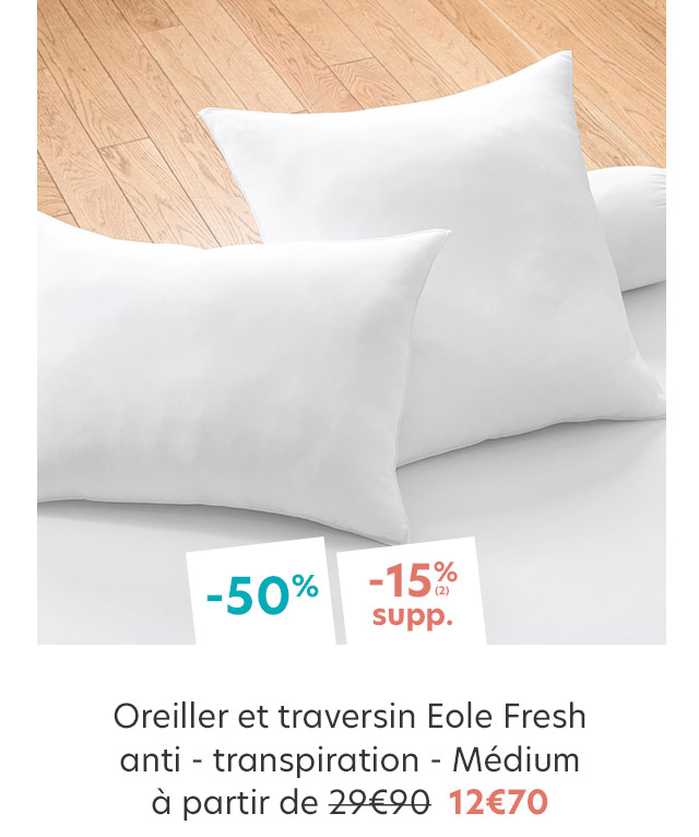 Oreiller et traversin Eole Fresh