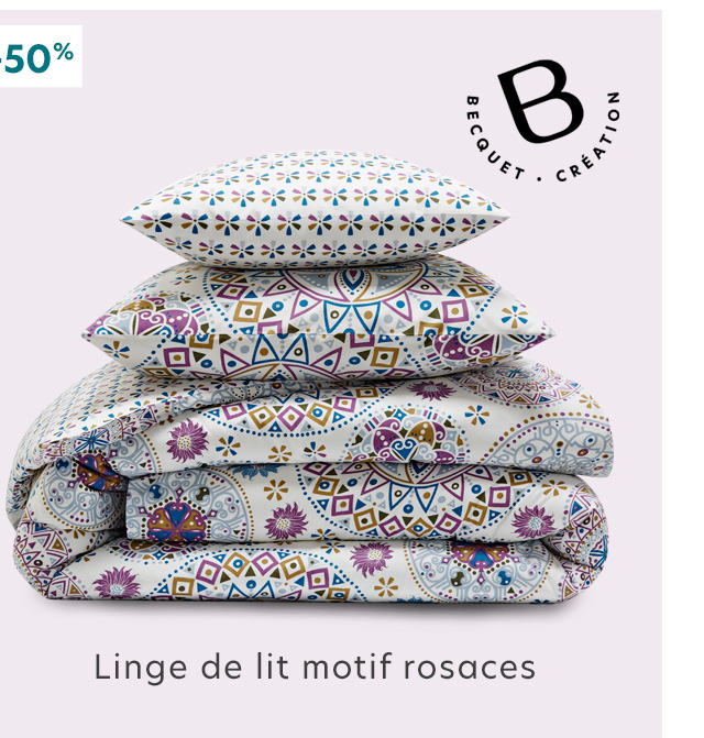 Linge de lit motif rosaces pile