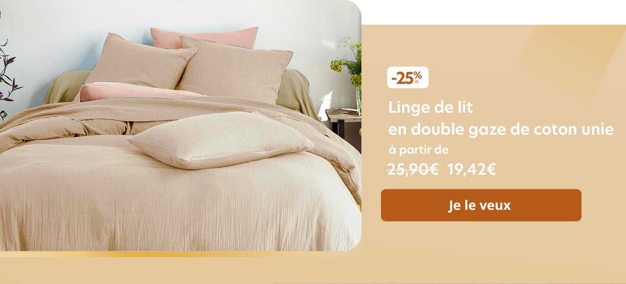 Linge de lit en double gaze de coton unie