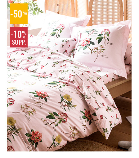 Linge de lit motif herbier