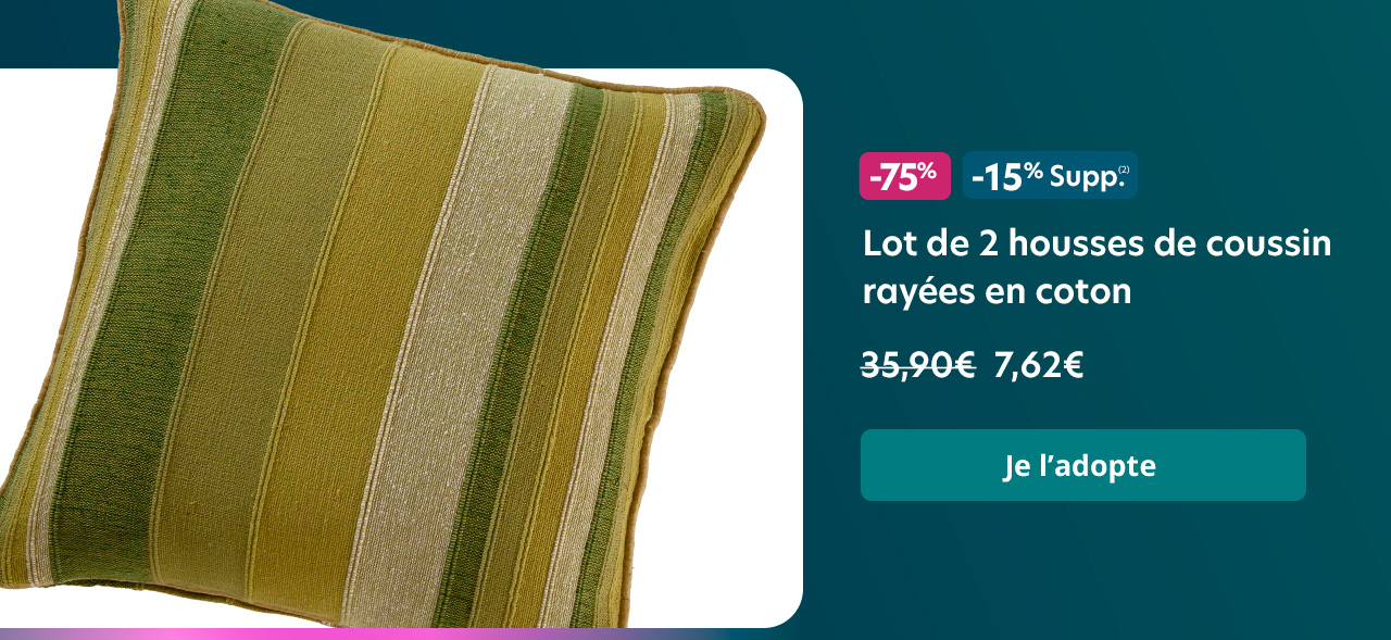 Lot de 2 housses de coussin rayées