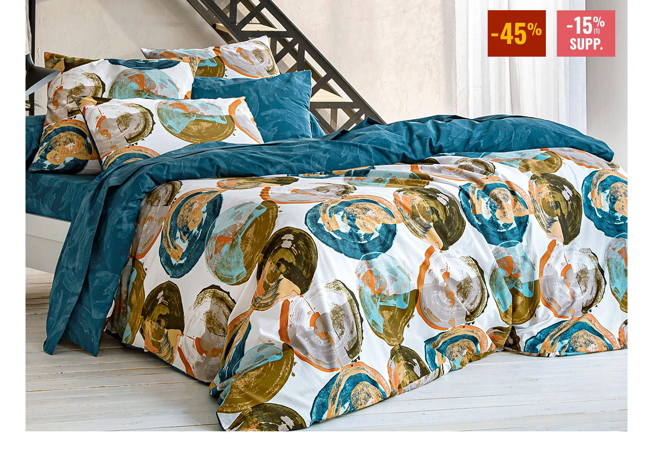 Linge de lit motifs aquarellés