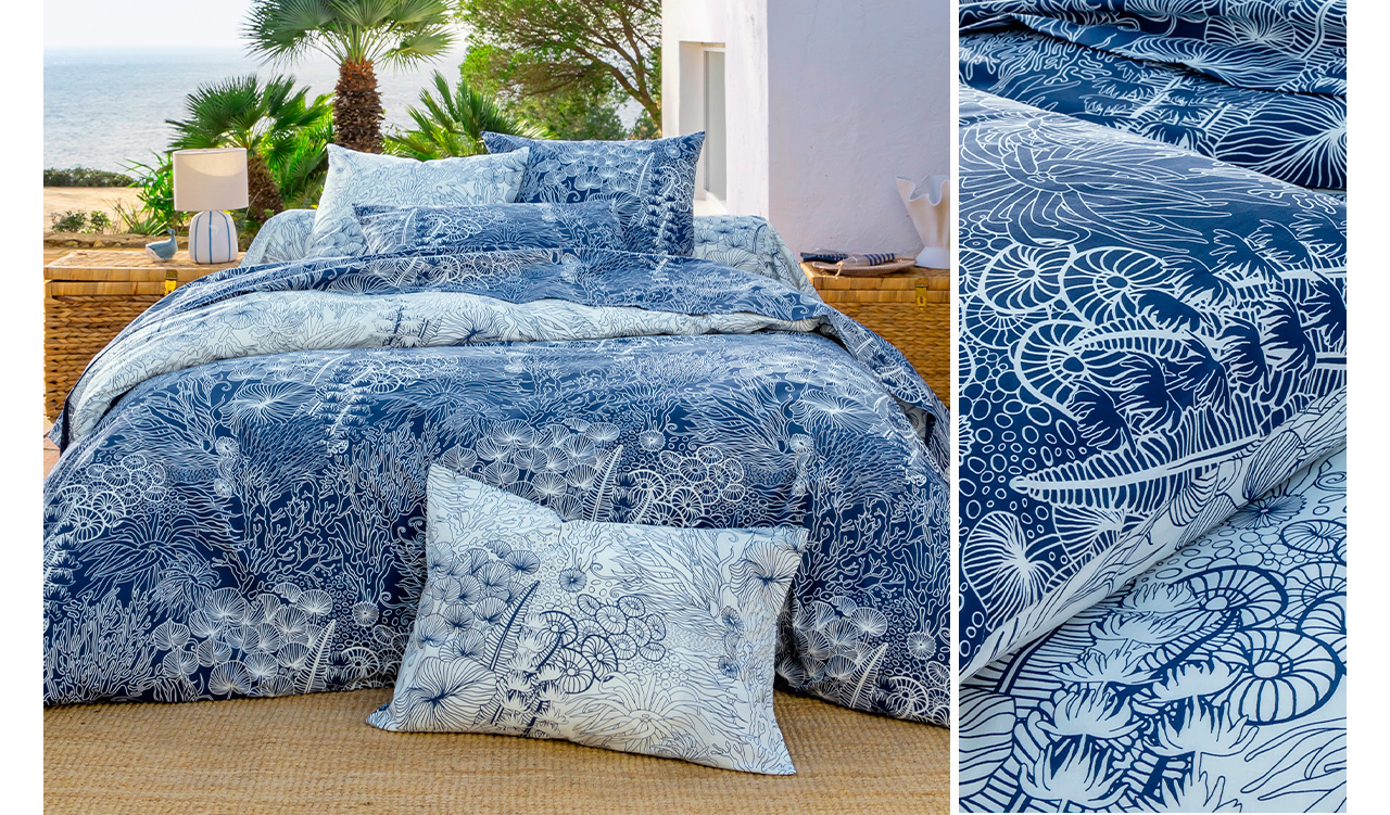 Linge de lit motif fonds sous-marins