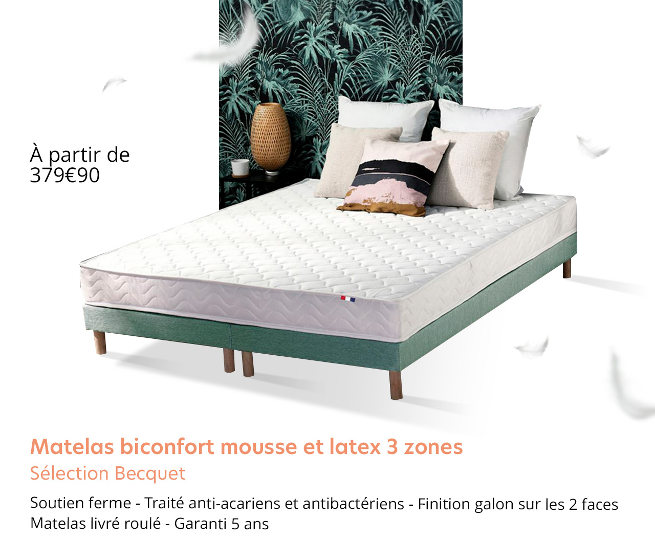 Matelas biconfort mousse et latex 3 zones