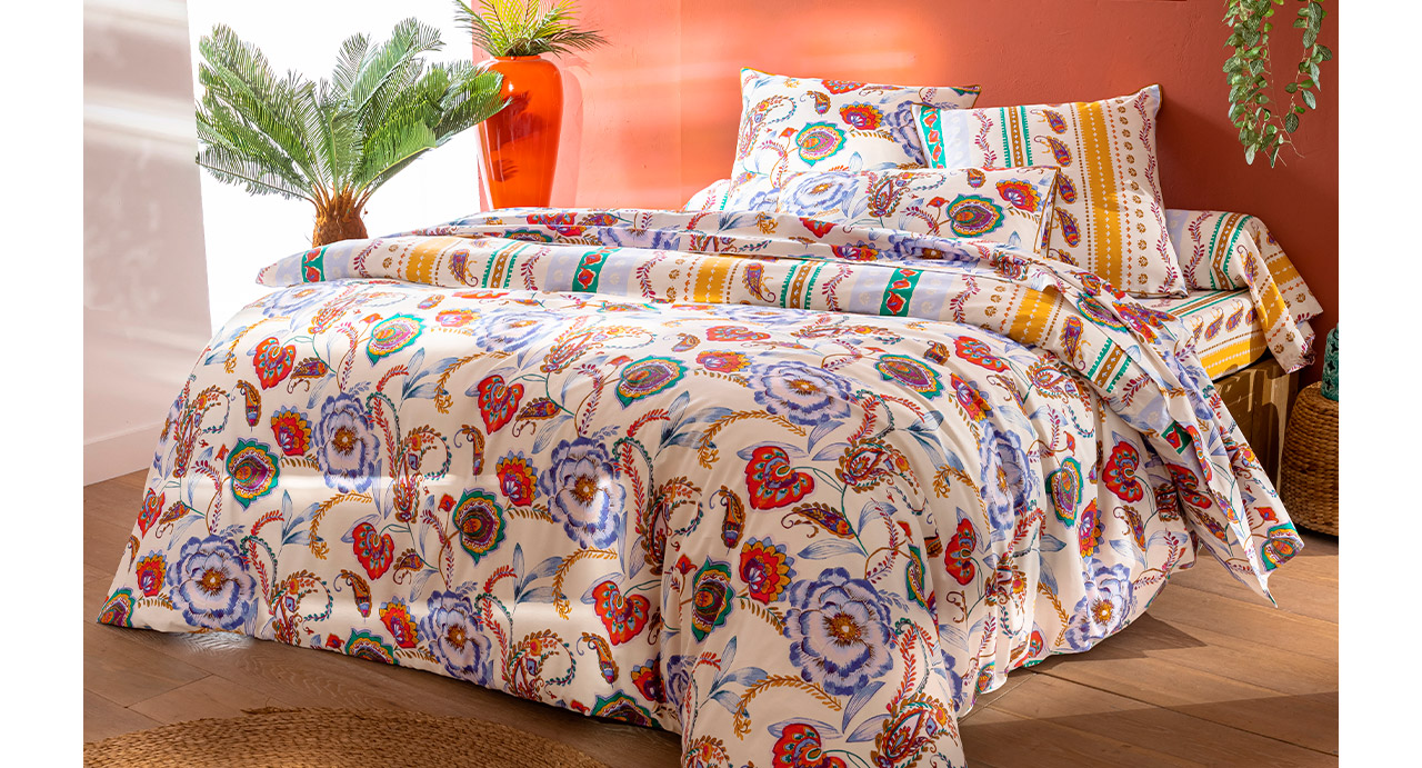 Linge de lit fleurs perses