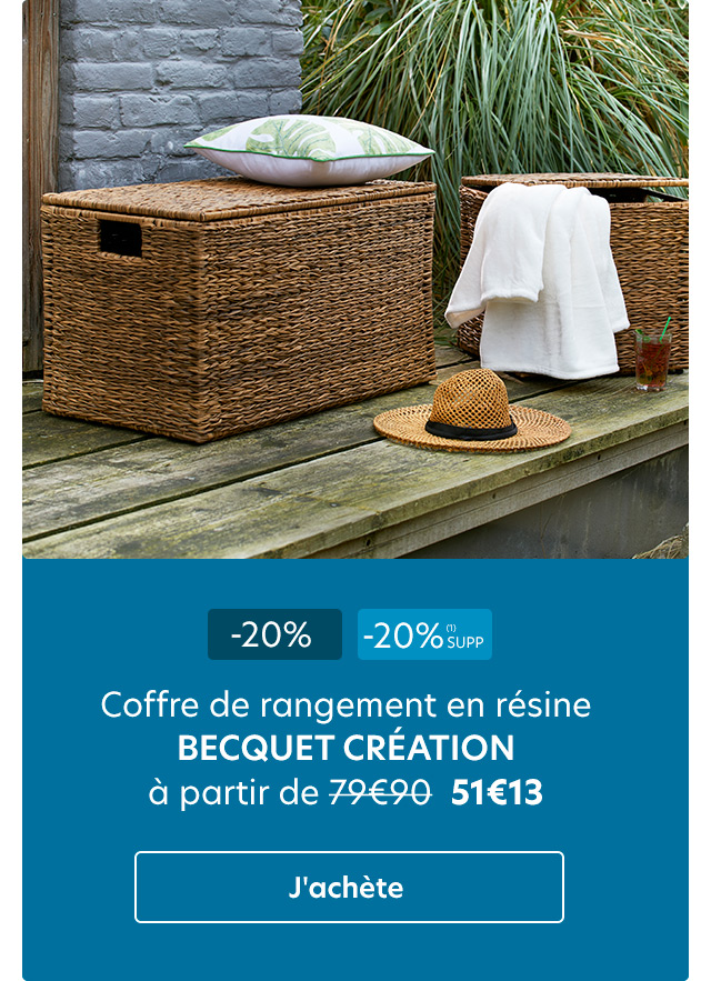 Coffre de rangement en résine tressée